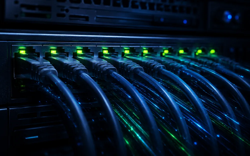 Teal bandwidth chart on a dark monitoring dashboard