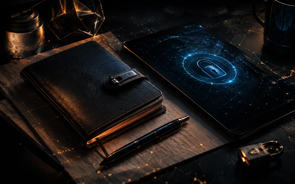 Minimal dark secure notes workspace